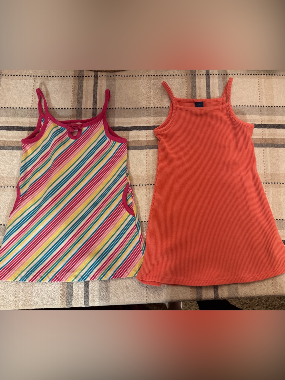 Toddler Sleeveless Tank Top Duo - Stripe & Coral 24Mos & 2T